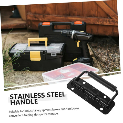 Heavy Duty Stainless Steel Spring Folding Chest Handle For Toolbox Replacement Featuring A Heck Of A Grip And Awesome Quick Setup In Premium Classic Matte Black