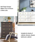 Solid Brass Cabinet Knobs 1 Inch Gold Round Drawer Knobs For Kitchen Bathroom Bedroom 10 Pack on a dark and light dresser