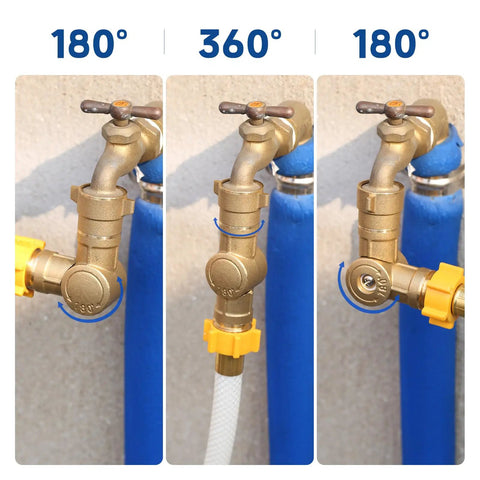 Brass Swivel Hose Connector With 180 Degree And 360 Degree Flex, Heavy Duty Anti Kink Adapter For Faucets, Taps, Sinks, Washing Machines And RVs, Rust Proof, Easy Install on faucet