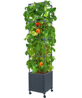 Raised Garden Bed Planter Box With Trellis And Wheels Self Watering System 57 Inch Tomato Cage for climbing plants and tomatoes