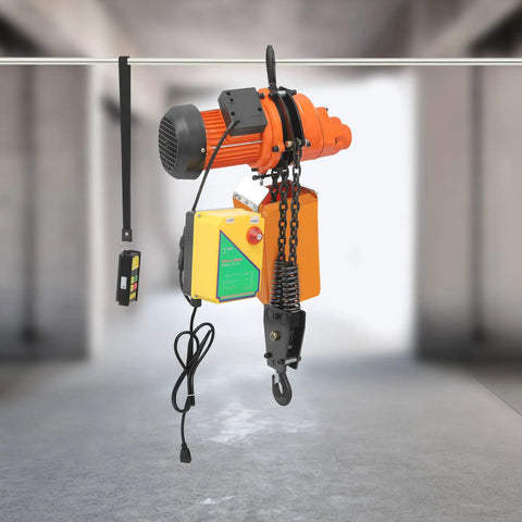 Tough As Nails 1300W Electric Chain Hoist Featuring Pure Copper Motor with remote control, dual chain, and aluminum alloy frame.