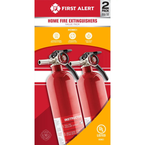 Home1 2 Pack Do It All Home Fire Extinguisher Red UL Rated 1A 10B C All Metal Construction With Commercial Grade Valve And Trigger