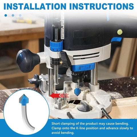 Installation view of Six Piece Round Nose Router Bit And 90 Degree V Groove Router Bit Set With One Quarter Inch Shank For Cove Box And Juice Groove Cuts In CNC Woodworking Tools in use with a CNC router.