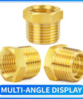 Brass Pipe Fitting Hex Bushing Set 12-Pack NPT Thread Adapters Easy Fit, multi-angle view for plumbing and hydraulics