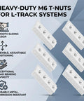 T Slot T Nuts For L Track With Sliding Slide In Design For Easy Cargo Securing And Smooth Repositioning Of Loads On Trucks Or Vans Quickly And Securely, six pieces displayed.