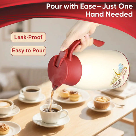 40.5 Oz Thermal Coffee Carafe With Glass Lined Vacuum Insulation That Keeps Coffee And Tea Hot Or Cold For Hours Comes With A Lid And Easy Pour Spout