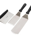 Stainless Steel Griddle Spatula Set of 3 With Scraper Heavy Duty Spatulas for Cast Iron Grill and Flat Top BBQ and Skillet Pan