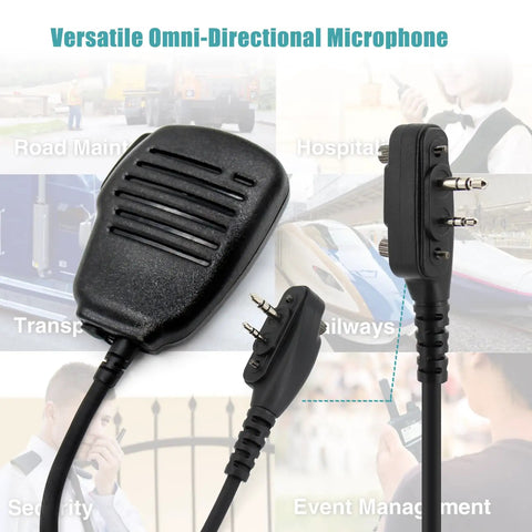 Compact Speaker Microphone With 2 Pin Screw Down Connector And 3 5mm Audio Jack with revolving alligator clip for radios.