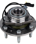 Image showing a Front Wheel Bearing And Hub Assembly For Chevy Tahoe Suburban Silverado 2014-2019, GMC Yukon 1500 2014-2019, Cadillac Escalade XTS 2015-2019, 6 Lug With ABS Premium Replacement, with visible lug bolts and ABS wiring, on a white background.