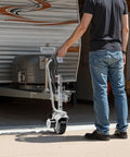VEVOR Electric Trailer Dolly 5500 Lb Towing Capacity 380W Copper Motorized Jockey Wheel in use with adjustable clamp height.