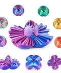 3D Printed Gear Sphere Fidget Toy For Sensory Stress Relief And Chill in deep purple with gear design variations