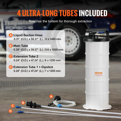 Heavy Duty 6.5 Liter Oil Extractor Pump Featuring Pneumatic And Manual Modes To Drain Motor Fluids Fast On The Shop Floor This Smooth Operator Delivers Reliable Results Without Breaking A Sweat Daily with four tubes for thorough extraction.