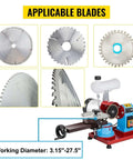 Heavy Duty Tct Blade Sharpener With Rotary Angle Adjust And Water Injection Cooling For Polishing Carbide Tips, showcasing applicable saw blades.