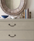 Dresser with Six Pack Drop Cabinet Drawer Pulls With 3-3/4 Inch Center To Center Bail Handles in Yellow Bronze for vintage furniture