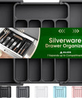Expandable Silverware Drawer Organizer For Kitchen Storage And Organization Adjustable Utensil Tray Black Medium