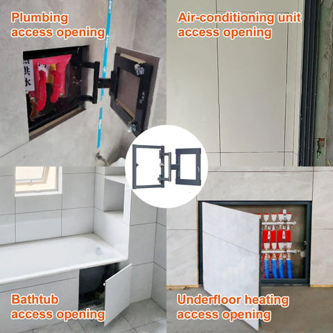 Beefy Metal Access Panel Featuring A Slick Pop Open Mechanism For Tile Walls And Ceilings Super Waterproof Indoor Outdoor Plumbing Hole Cover with plumbing, air conditioning, and heating access openings.