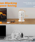 Tower Power Strip With 12 Outlets And 5 USB Ports, Including 2 USB C, Individual Switches, 10 Ft Flat Extension Cord, Grey in use