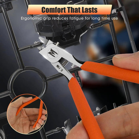 Ultra Thin Model Nippers for Gundam and Resin Kits with 0.01mm flush blade Cr V steel non stick coated ergonomic grip