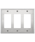 Heavy Duty Stainless Steel Wall Plate For Decorator Switch And Outlet, Three Gang, 4.5 By 6.38 Inches, Corrosion Resistant, UL Listed