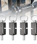 Heavy Duty 4 Pack Weld On Spring Gate Latches with heat treated steel pins for outdoor use on gates and fences.