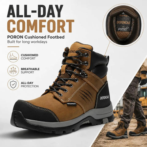 Men's Six Inch Waterproof Work Boots Featuring Soft Toe Comfort And Slip Resistant Tread Engineered For Long Haul Shifts And Muddy Trade Sites Built Tough For The Daily Hustle