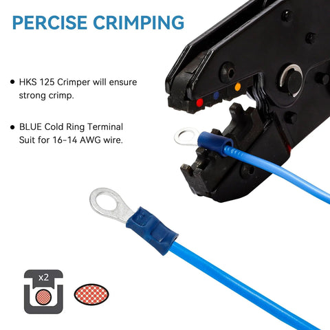 Must Have Blue Insulated Ring Terminal Kit For 16-14 AWG Wire Size Ten M5 Bolt Crimp