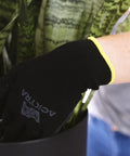 Hand wearing Ultra Thin PU Safety Work Gloves 12 Pairs Black Large Model WG002 Lightweight Durable hand protection gardening plant
