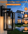 Two Pack Dusk To Dawn Outdoor Wall Lanterns With Photocell Sensor Exterior Porch And Garage Lights In Vintage Matte Black