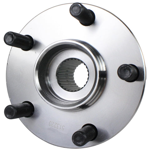 Front Wheel Hub And Bearing Assembly Pair 513220 For Subaru Outback And Legacy 2005 To 2014 With ABS, close-up view of hub surface