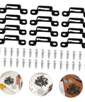 30 Pack Hidden Furniture Connectors And Adjustable Cabinet Fastener Brackets For Wardrobes And Sofas, black brackets with screws