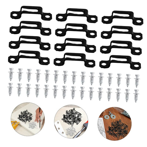 30 Pack Hidden Furniture Connectors And Adjustable Cabinet Fastener Brackets For Wardrobes And Sofas, black brackets with screws