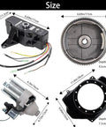 Predator 212 Electric Starter Kit with starter motor, solenoid, flywheel, ring gear for GX200 GX160 engines, size details