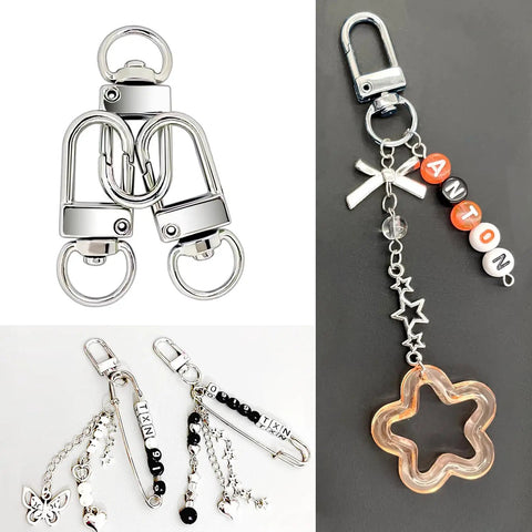 Heavy Duty Silver Lobster Claws And Swivel Snap Hooks With Key Rings Tough As Nails Zinc Alloy clips and charms for DIY projects.