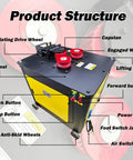 Product structure of Industrial Rebar Circle Bending Machine Automatic Steel Bar Coiler 4KW featuring control panel and wheels.