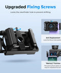 Upgraded fixing screws on Phone Adapter With 360 Rotating Mount For Android And iPhone, showcased with anti-displacement feature.