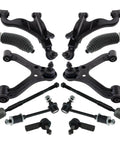 Complete Front Steering And Suspension Kit For 2005 2015 Toyota Tacoma Base X Runner RWD showing control arms, tie rods, bellows.