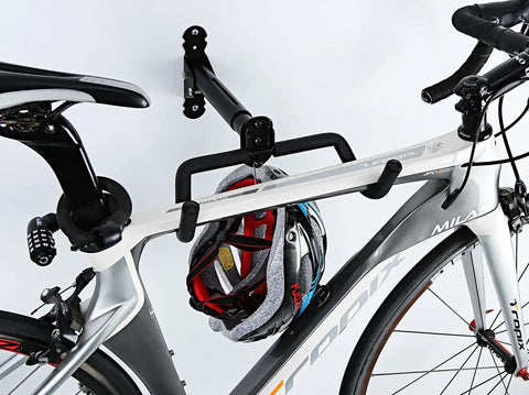 Bike Wall Mount Hanger For Horizontal Indoor Storage That Frees Up Space And Lets You Grab Your Ride Fast, holding a bicycle.