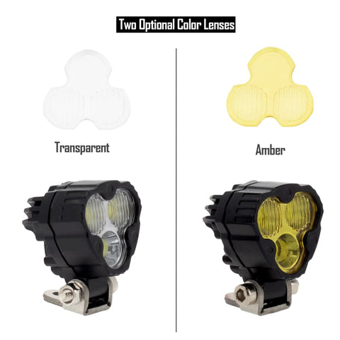 Bright LED Light Kit For RC Crawlers With Clover Style Spotlight, two lens options - transparent and amber for 1:18-1:24 scale rigs.