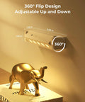 Rechargeable Indoor LED Spotlight Kit With Smart Auto Timer 5500mAh Battery 3 CCT Dimmable Uplights mounted on wall with gold elephant