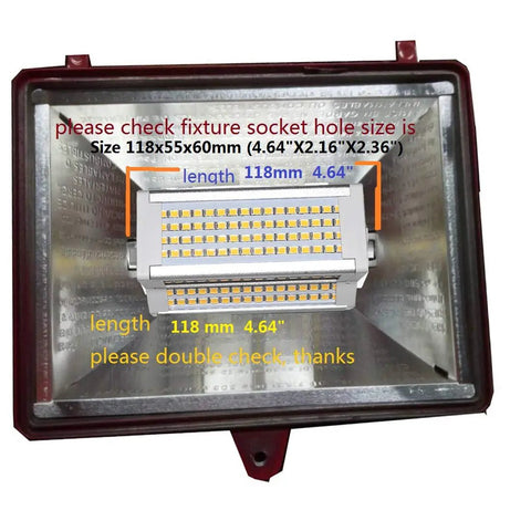 R7S 50W LED Bulb Dimmable 3000K Warm White J Type Double Ended 118mm shown in fixture
