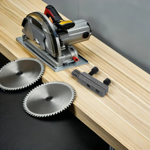 Ultimate Broken Bolt Remover Kit For Home Fix It Heroes. Tough alloy extractor set beside circular saw blades on wood.