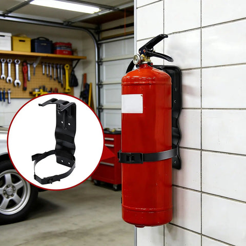 Heavy Duty Fire Extinguisher Bracket Set Of Five For Easy Wall Mounts In Home, Vehicle, And Boat, Black Rust Resistant Steel display