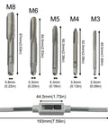 Bearing Steel Tap Wrench Kit With Reversible Ratchet Handle For Creating M3 Internal Threads In Aluminum Or Iron Plates; M3 tap set
