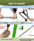 Installation steps for Arborist Slingshot Throw Line Rope Launcher With Trigger For Adults, showing assembly and trigger lock.