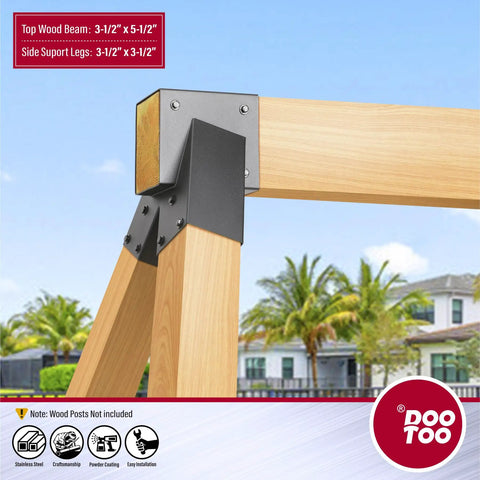 Heavy Duty Swing Set Bracket Kit 2 Pack For A Frame Swing Posts With Hardware In 201 Stainless Steel For 4x4 Legs And 4x6 Beams Black Finish Built Tough For Backyard Fun
