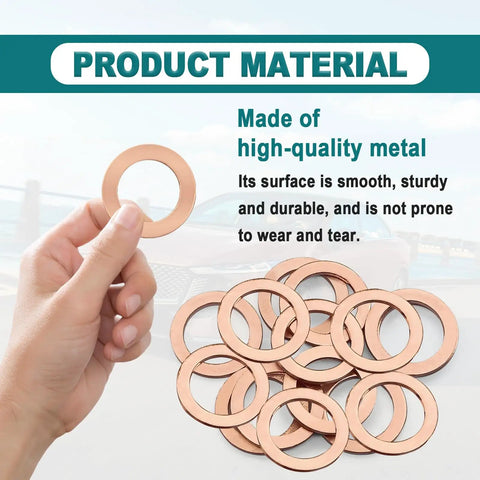 15 Pack Copper Oil Drain Plug Gaskets And Crush Washers For 14mm Fittings, Leak Proof Seals, copper material in hand