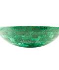 Modern Eighteen Inch Round Countertop Sink Boasting Killer Contours And Dope Polished Stone Finish Ideal For Bathrooms Or Bars with green malachite finish.