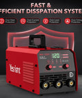 Pro Grade 120 Amp MIG Welder Combo 3 In 1 Gasless Flux Core MIG Lift TIG And Stick Welder For 110V with display and controls