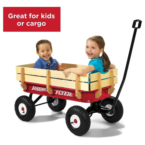 All Terrain Kid Friendly Wagon For Outdoor Fun And Cargo Rolling Cart With Steel And Wood Build Beach Cart For Toddlers 1 And Up