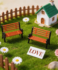 Two Pack 1 To 30 Scale Miniature Park Benches, In Classic Brown And Black Painted Finish, Realistic Tiny Garden Seats For Dollhouses
